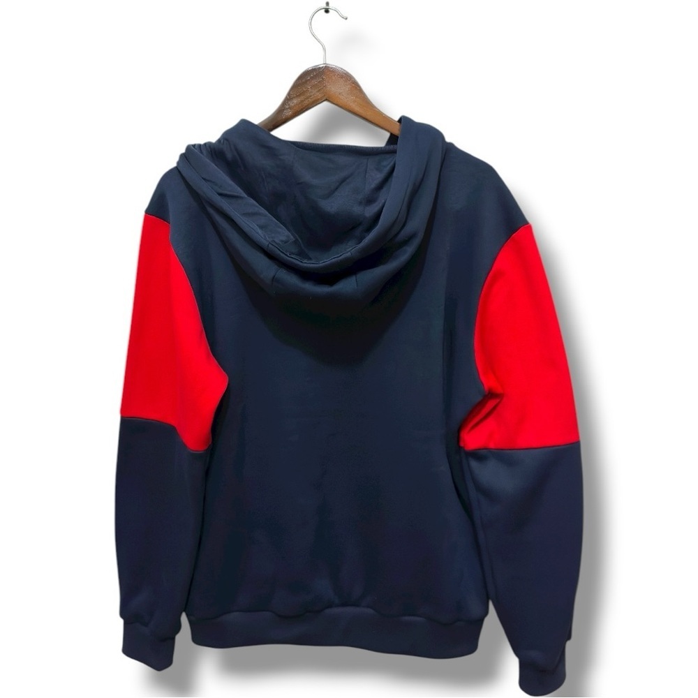 357 Amongst Others |EUC Vintage Men’s Red Yellow Navy Colorblock Hoodie (Size L) - Picture 4 of 17